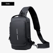 USB charging sport sling Anti-theft shoulder bag (Black shape)
