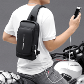 USB charging port sling Anti-theft shoulder bag (Black shape)