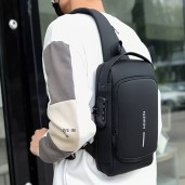 USB charging sport sling Anti-theft shoulder bag (Black shape )