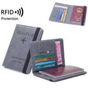 Business Leather Passport Covers Holder Wallet Case ( gray color )