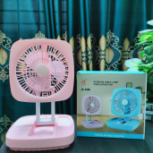 Rechargeable Soft Light Desktop Silent Foldable Electric Table Fan (JK-F666)pink